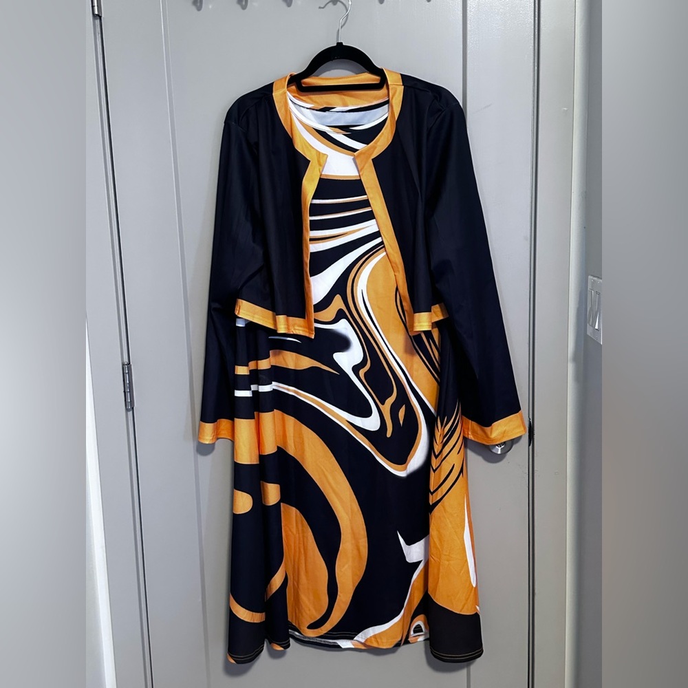 *Stylish Black and Orange Dress with Jacket